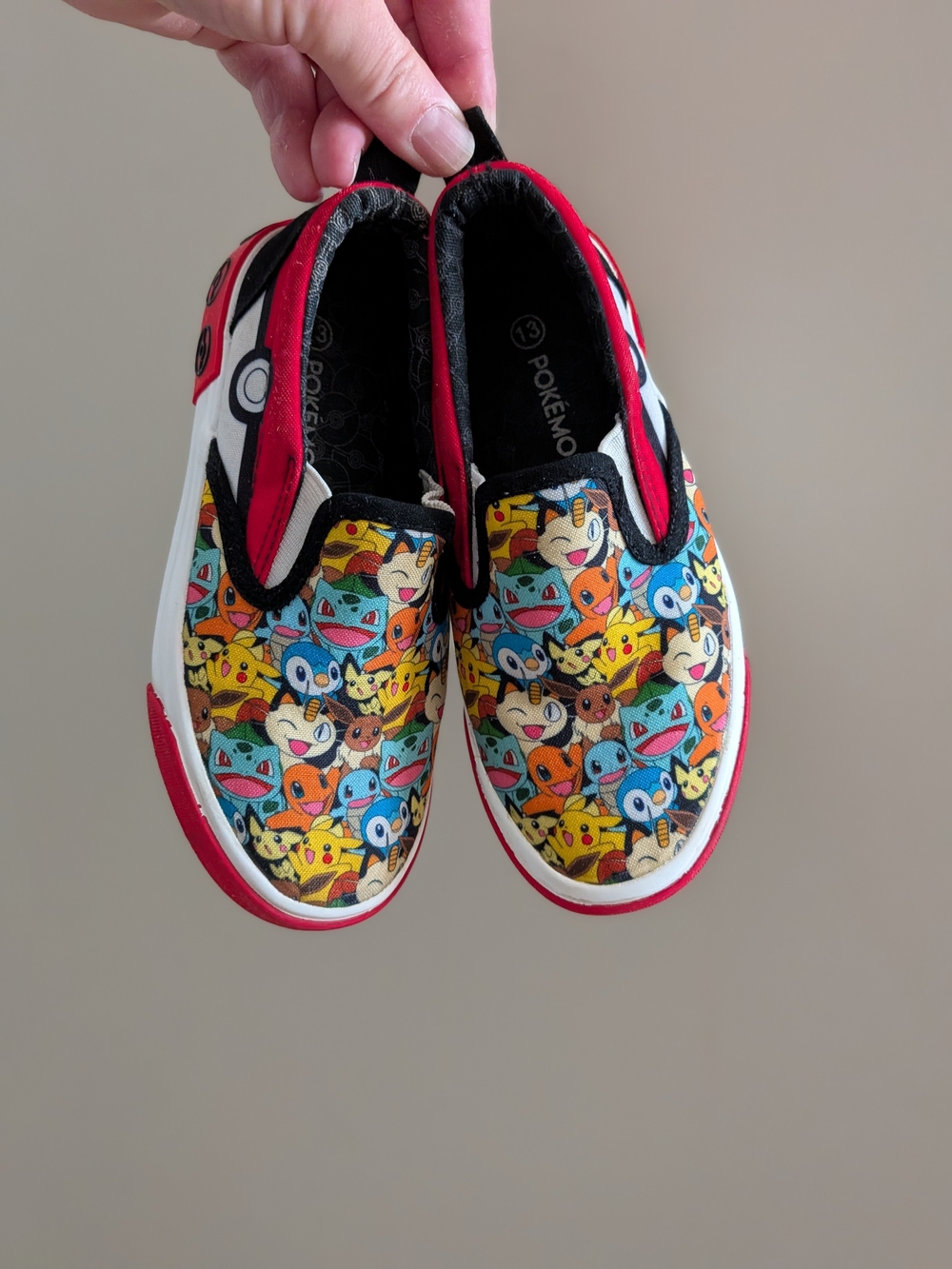 Pokemon Kids' Slip-On Sneakers in Red, White, Black Size 13